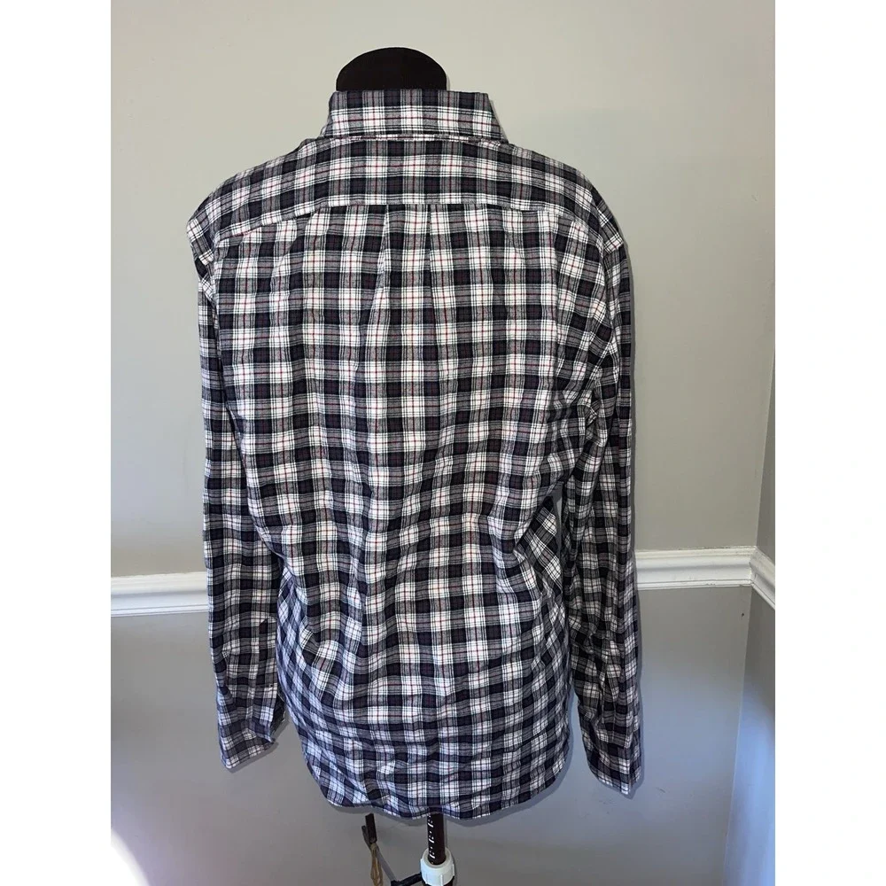 J Crew Brushed Twill Mens Button Down‎ Flannel Plaid Shirt Slim Sz L